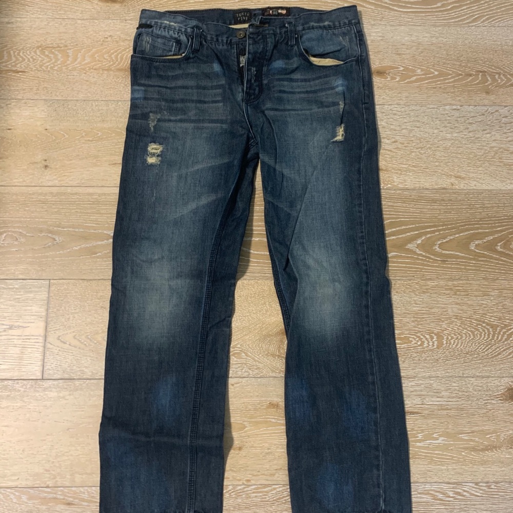 Tokyo 5 blue stylish faded ripped jeans 36 men’s